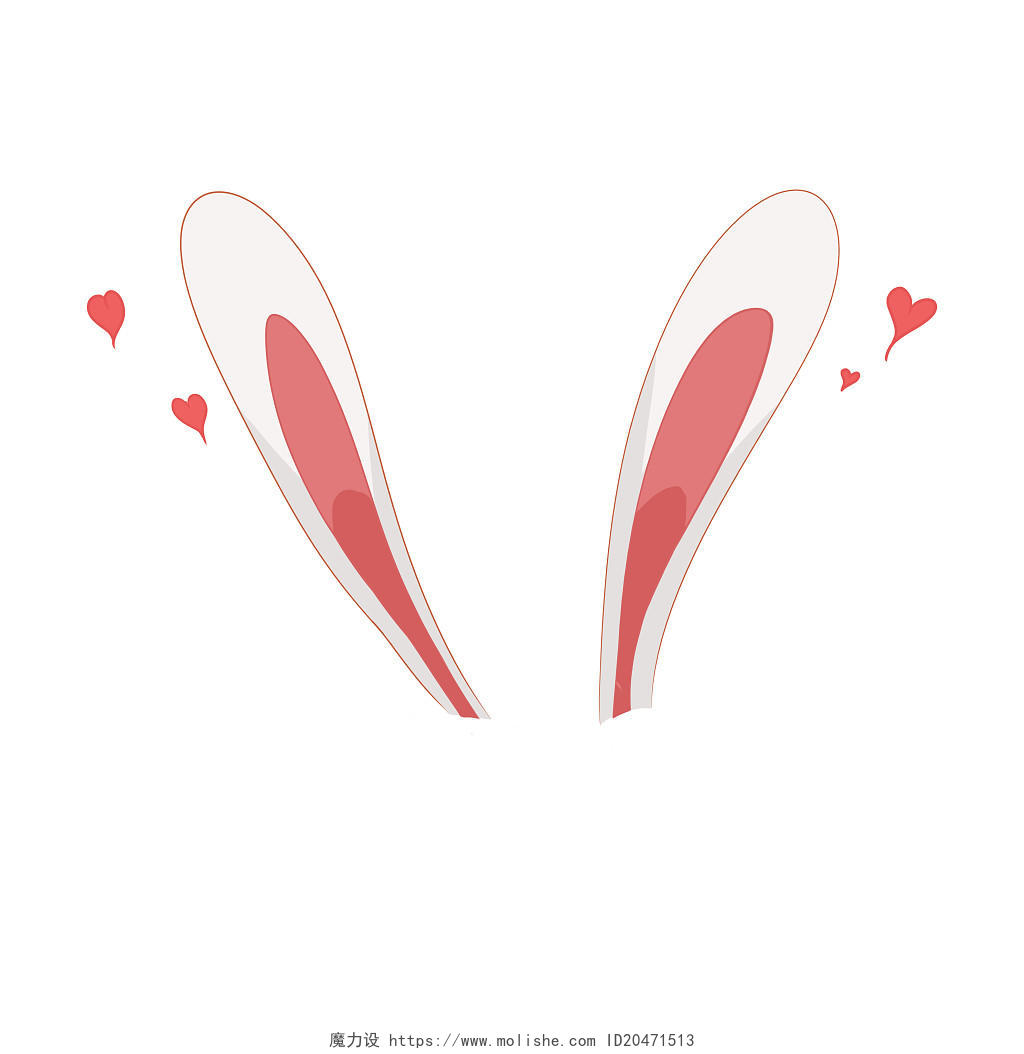 可爱兔子耳朵萌兔耳兔耳元素兔耳朵兔耳朵元素